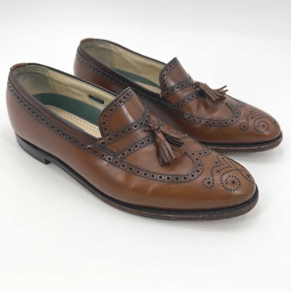 Vintage Florsheim Leather Imperial Brogue Wingtip Tassel Loafers 10.5 D